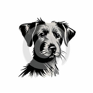 Stunning Black And White Dog Illustration: Unique Brushwork Techniques