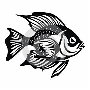 Stunning Black And White Fish Silhouette Illustration With Distinctive Character Design