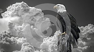 Majestic Bald Eagle in Black and White