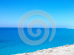 A stunning blue beach of Marsa Matrouh, Egypt photo