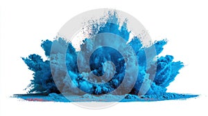 Vibrant Blue Powder Explosion Creating Artistic Cloud on White Background