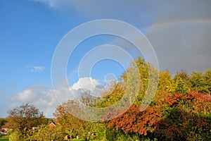 Rainbow during storm Brian in UK photo