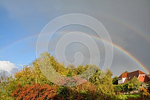 Rainbow during storm Brian in UK photo
