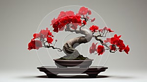 Stunning Bonsai Tree With Red Flowers: Inspired By Mike Campau