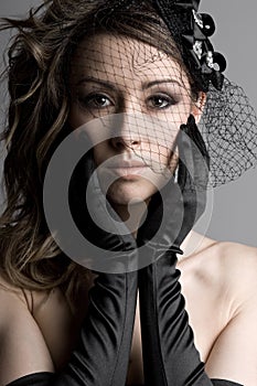 Stunning Brunette Model in Veil