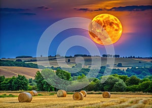 A Stunning Buck Moon Over Moldovas Rural Landscape July 13 2022 Captures the Thunder and Hay Moons Magic photo
