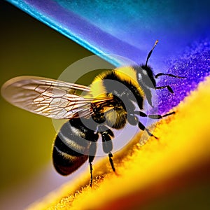 a stunning bumblebee is flying, isolated on transparent background, macro, incredible pollinator, generative AI