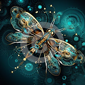 Mechanical Golden Dragonfly: A Stunning Fusion Of Art And Science photo