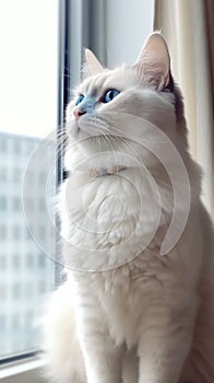 The Stunning Cat in Ivory and Powder Blue Style .