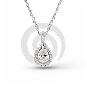 Stunning Chain Piece With Halo Design And Drop-shaped Diamonds In 18k White Gold
