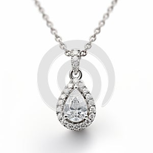 Stunning Chain Piece With Halo Design And Drop-shaped Diamonds In 18k White Gold