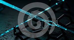 Fiber optic data streams cross a geometric network