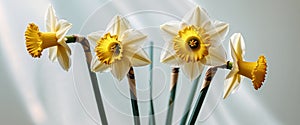 Stunning Closeup of Three Daffodils in Bloom