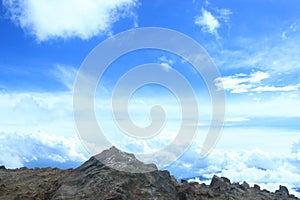 A stunning cloudscape seen from the top of the mountain Rucu Pinchincha in the andes near Quito photo