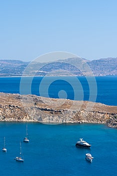 Stunning coast of Lindos Bay in Greece