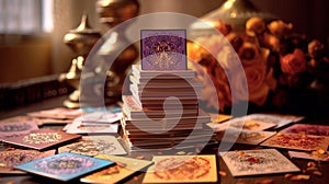 Traditional Eid Mubarak Greeting Cards on Neutral Background photo