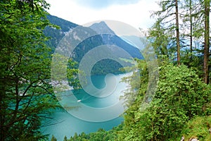 Stunning colorful waters of Konigsee known as Germany`s deepest and cleanest lake, located in Berchtesgadener National Park, Uppe