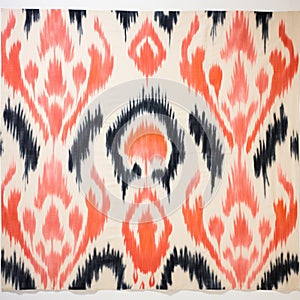Stunning Coral Ikat Rug In Navy And Black - James Nares Inspired