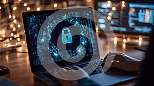 Locked Encrypted Computer Digital Security Breach Safety Against Cyber Crime Phishing Theft Hacking Spam (Encryption)