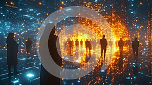 Matrix People in a Virtual Reality Simulation