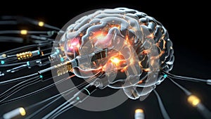 A Brain With Cables Connected to It