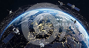 Satellites orbit Earth creating a data mesh