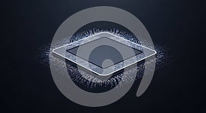 Futuristic CPU microchip on dark background