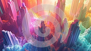 A stunning 3D render of an abstract multicolor spectrum