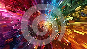 A stunning 3D render of an abstract multicolor spectrum