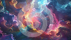 A stunning 3D render of an abstract multicolor spectrum