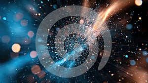 Abstract Digital Explosion: Data Burst, Particle Flow, and Futuristic Technology Background