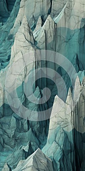 Stunning 3d Rendered Ice Mountains: Dark White And Teal Murals photo