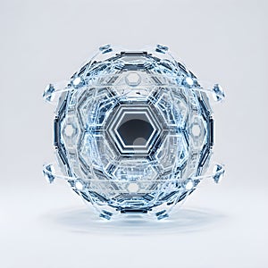 Futuristic Tech Sphere with Glowing Hexagons
