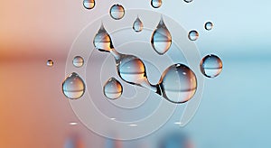 Abstract 3D Render of Merging Water Drops on Gradient Background