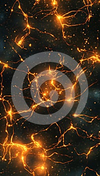 Stunning 3d visualization of glowing neurons in the human brain showcasing synaptic connections