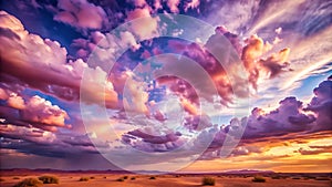 Stunning Desert Sunset with Dramatic Cloudscape