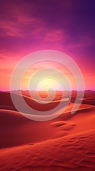 A stunning desert sunset with majestic sand dunes