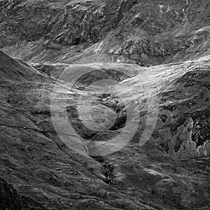 Stunning detail landscape image of mountain of Tryfan near Llyn