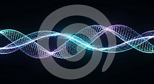 Dynamic glowing DNA wave of particles and light