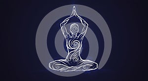 Spiritual energy flow in lotus pose illustration