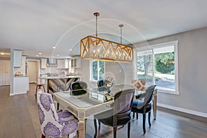 Stunning dining area with mirrored table.