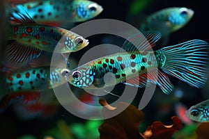 A stunning display of closeup Guppies AI generated