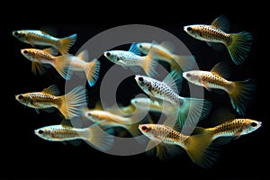 A stunning display of closeup Guppies AI generated