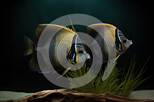 A stunning display of couple Orinoco Angel fish Ai generated