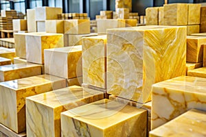 Yellow Marble Blocks Display Patterned Marble for Home Decor and Interior Design