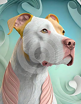 Stunning dog illustration. Pitt bull. Digital 3D art