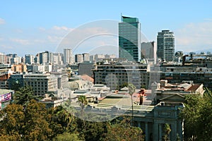 Stunning Downtown Santiago View from Lookout Point of Santa Lucia Hill, Santiago, Chile