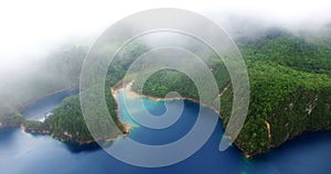 Stunning drone view of cinco lagos lagoons.TAKE 9