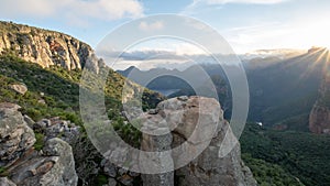 Stunning early morning view of the Blyde River Canyon also called the Motlatse Canyon, The Panorama Route, Mpumalanga, South Afr