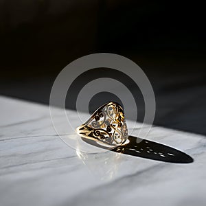 AI-Generated Image of Gold Ring with Decorative Filigree photo